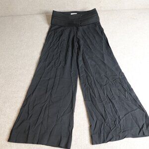 Arje Womens Pants Large Black Wide Leg Cumberband Made in Italy
